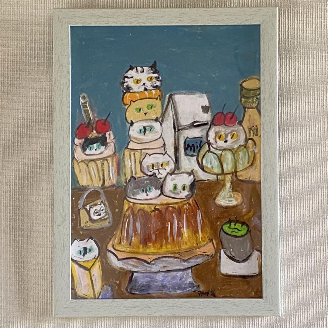絵画。壁掛け原画【Cute cat cake】0 1 絵画。壁掛け原画【Cute cat cake】0 1 絵画。壁掛け原画【Cute
